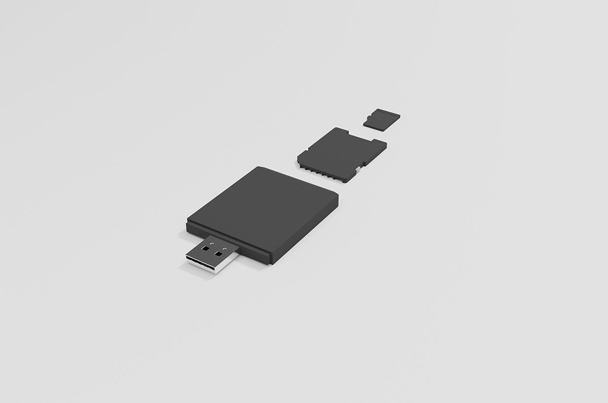 Memory Cards set Low-poly 3D model_1