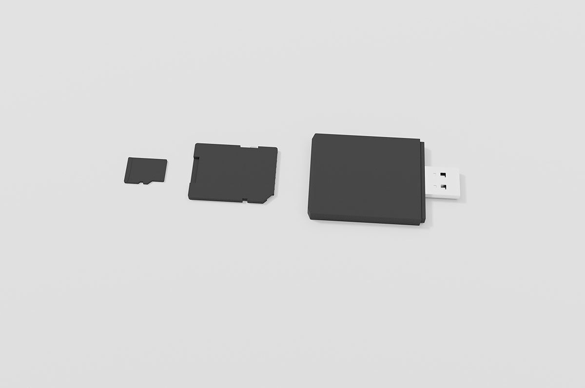 Memory Cards set Low-poly 3D model_3