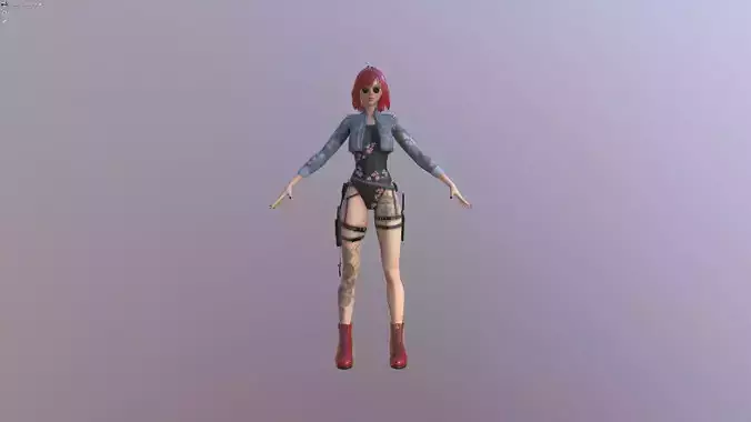Roxy - Cyberpunk Girl Low-poly 3D model