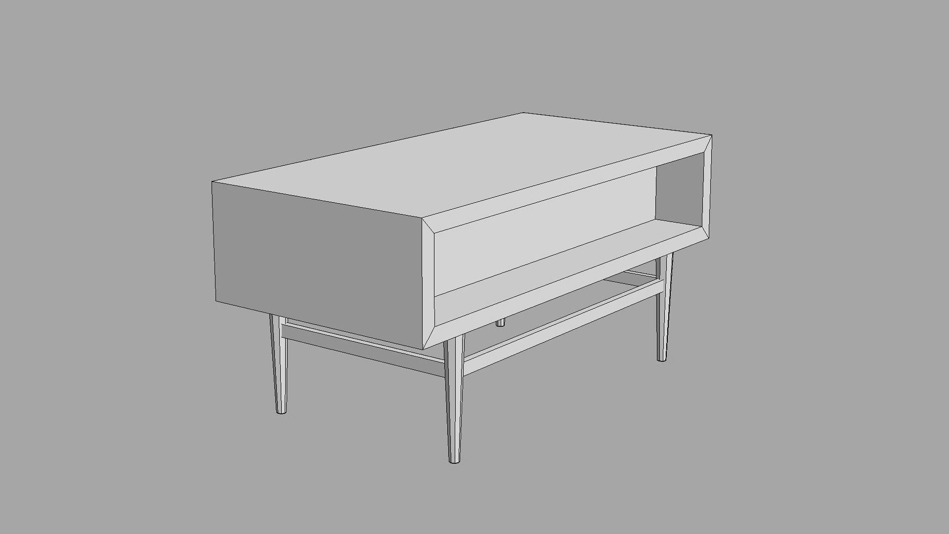 Mid Century Desk - No 1 Low-poly 3D model_6