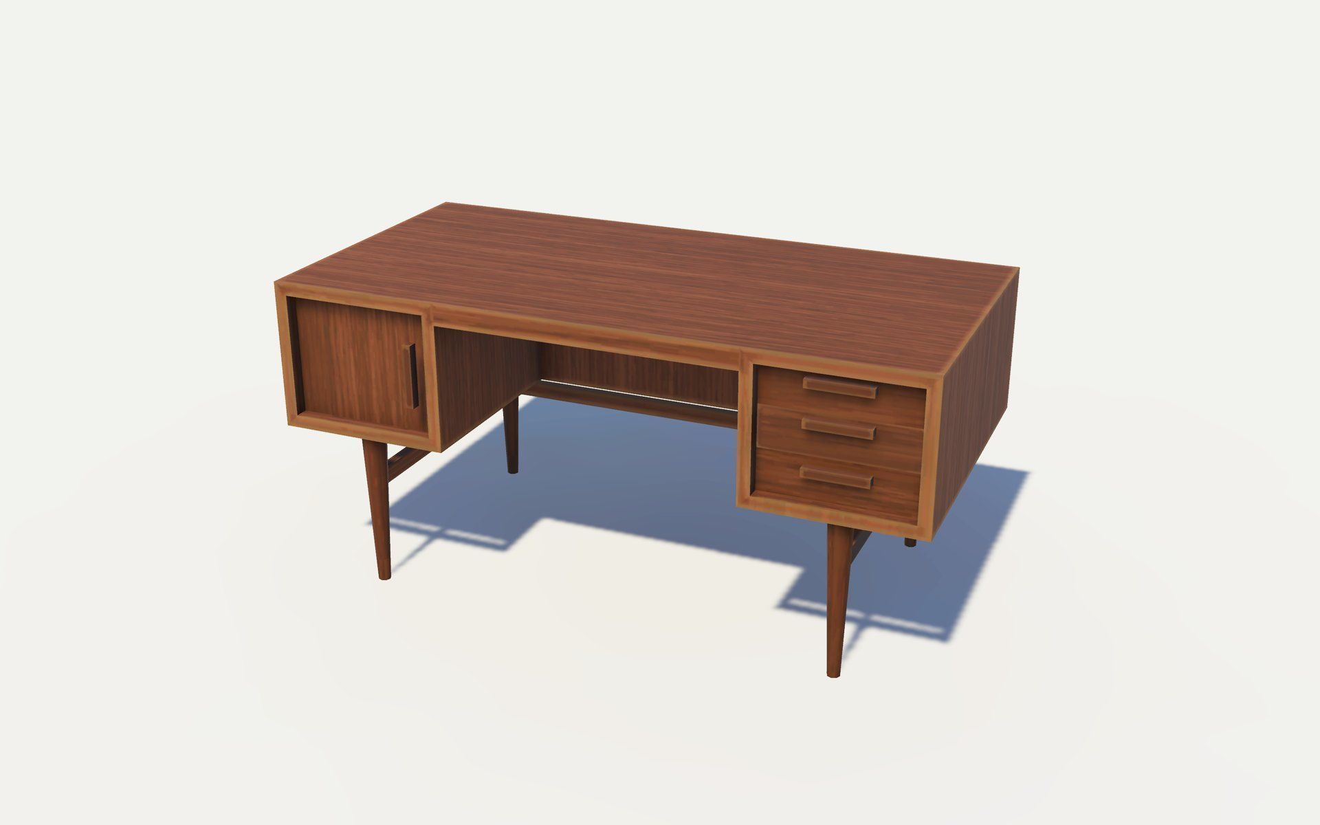 Mid Century Desk - No 1 Low-poly 3D model_1