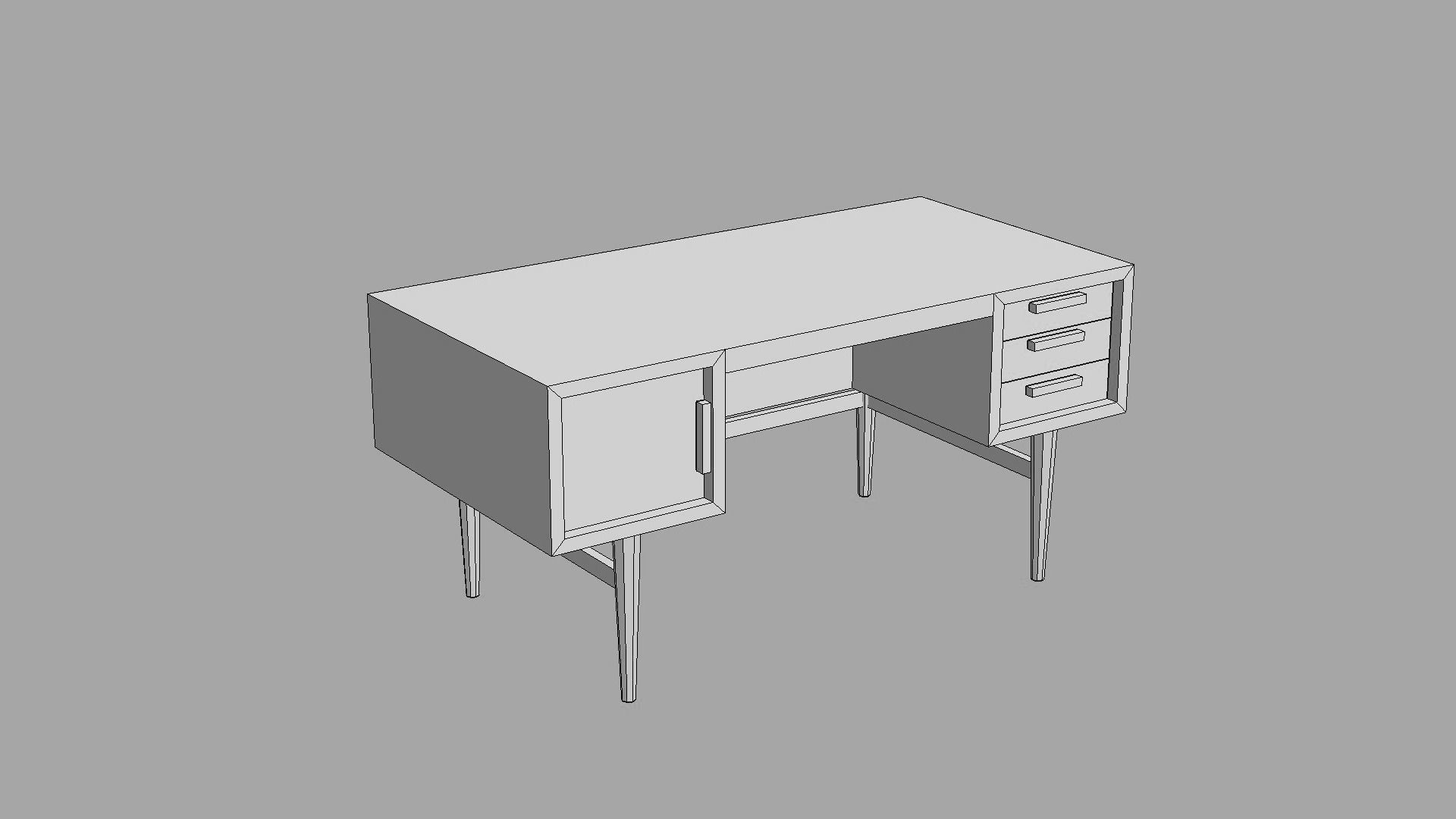 Mid Century Desk - No 1 Low-poly 3D model_5