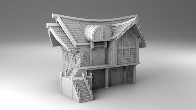 Two-storied Vikings house 3D print model