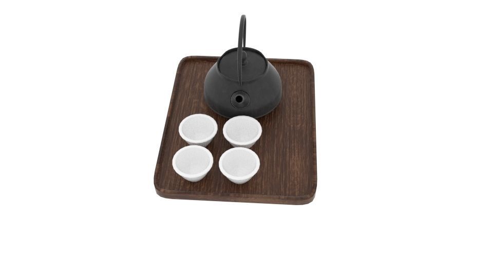 Japanese Art Teapot Set 3D model_3