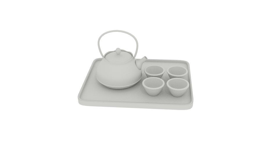 Japanese Art Teapot Set 3D model_4