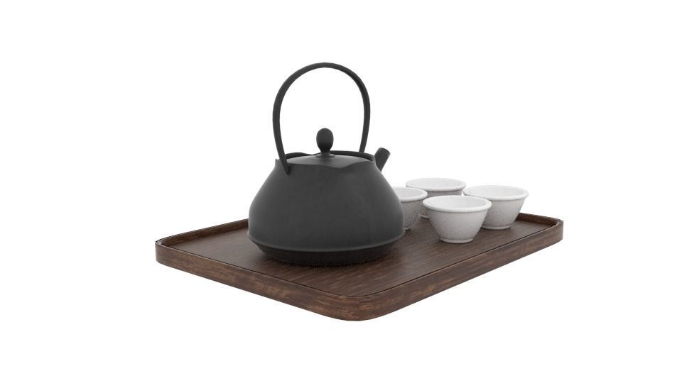 Japanese Art Teapot Set 3D model_1