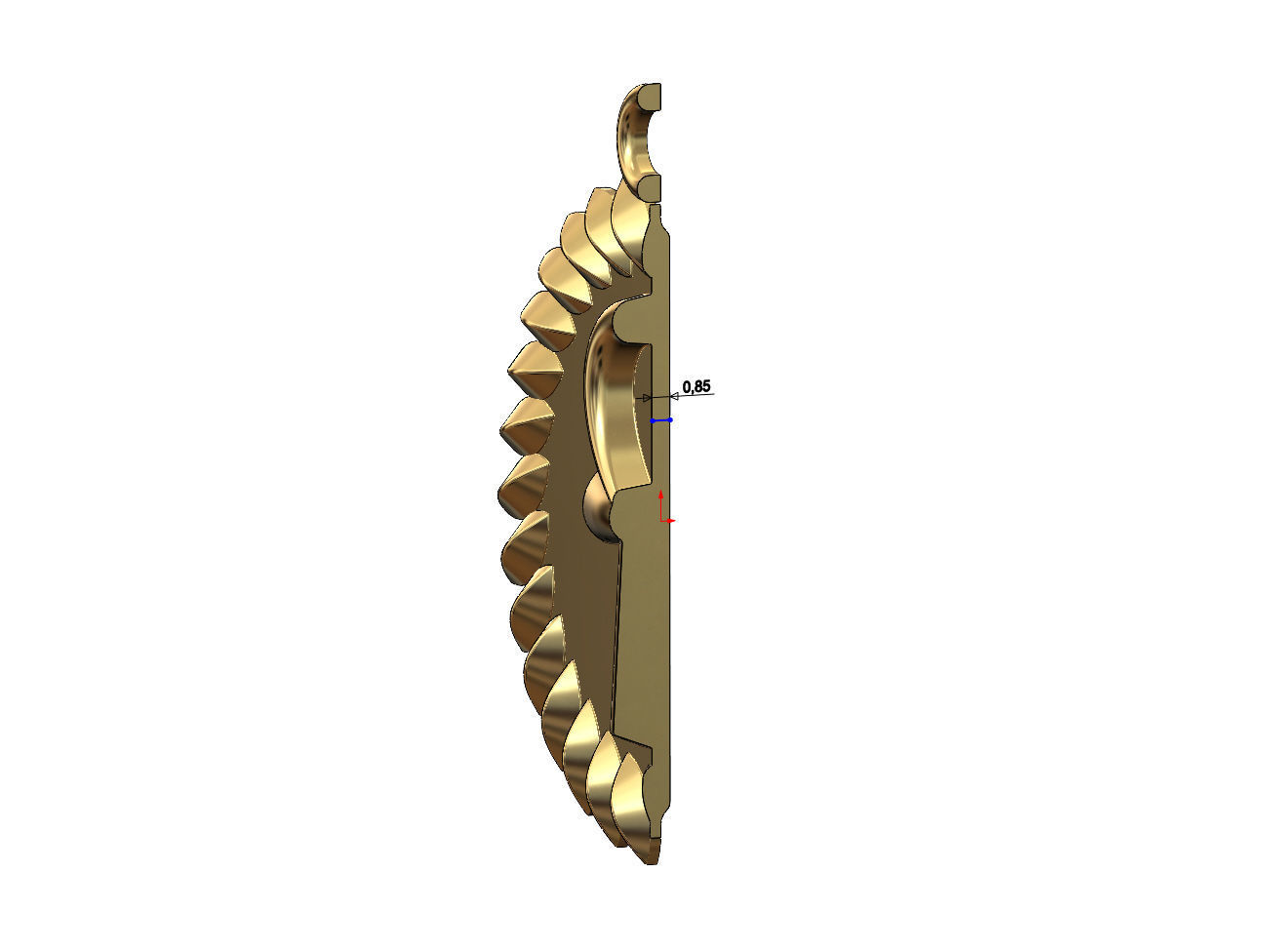 Ankh key pendant charm with a leaf halo 3D print model_8