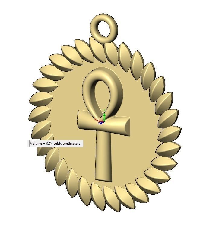 Ankh key pendant charm with a leaf halo 3D print model_13