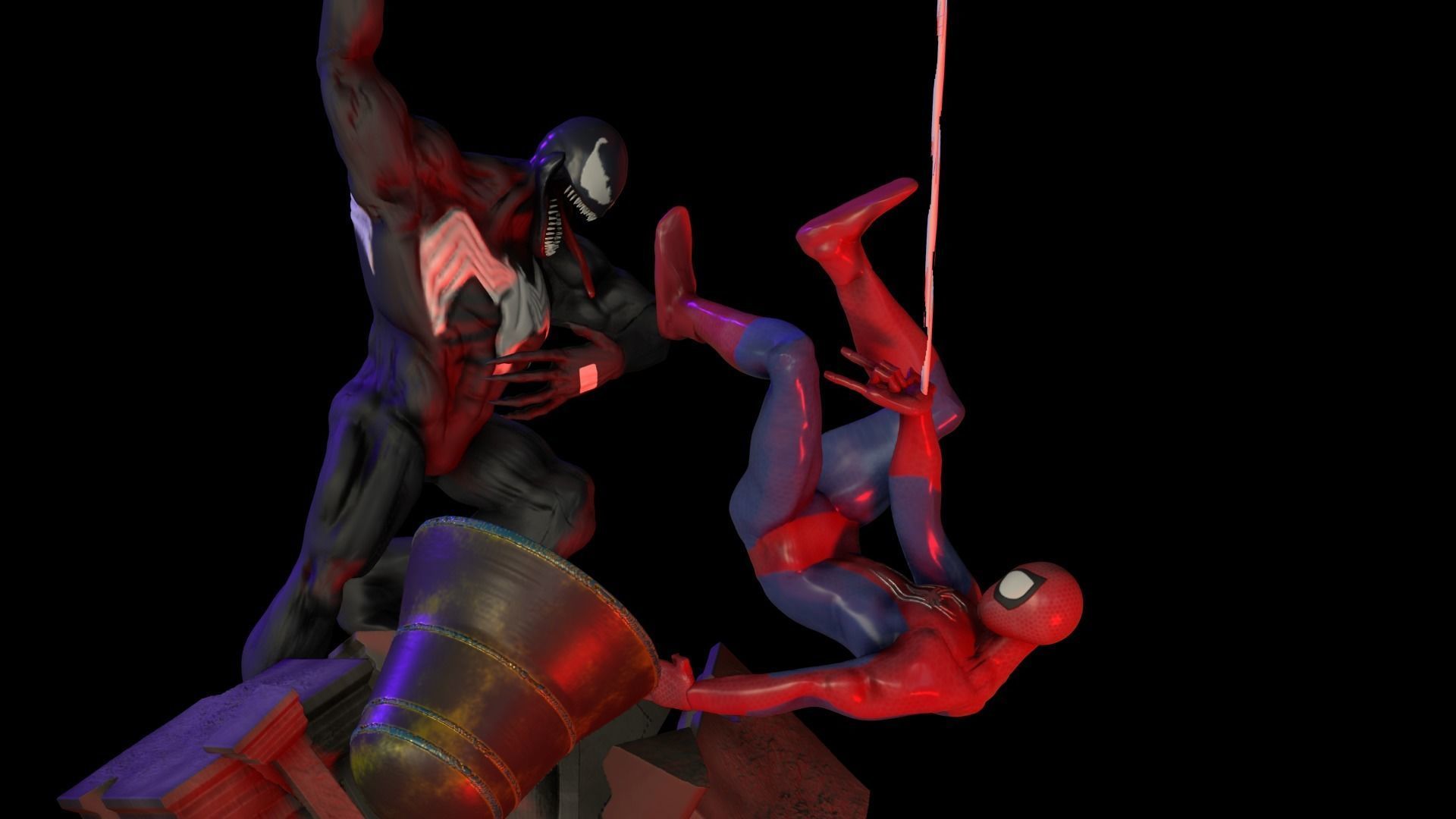 Spider Man and Venom 3D model_2