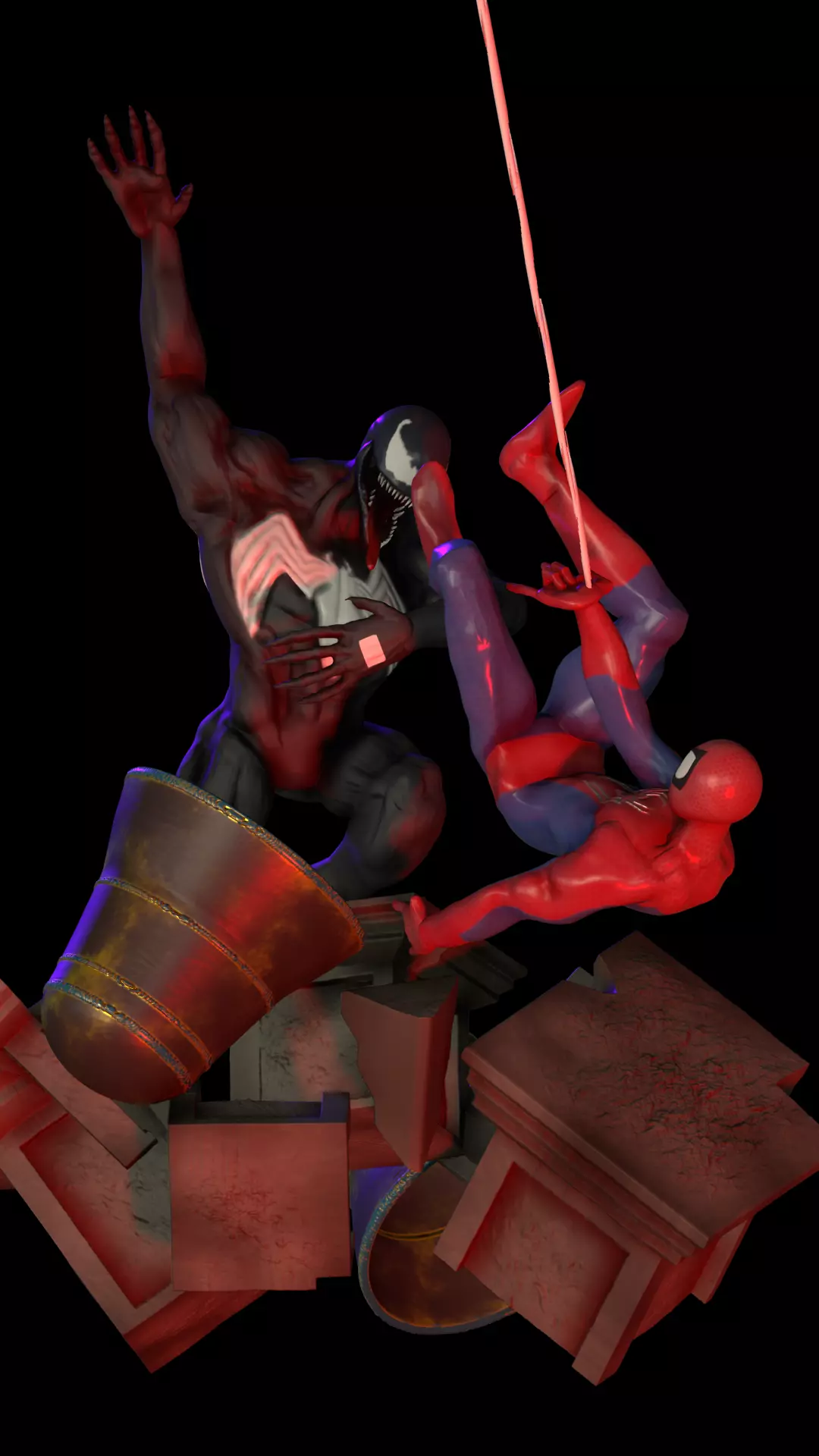 Spider Man and Venom 3D model_0