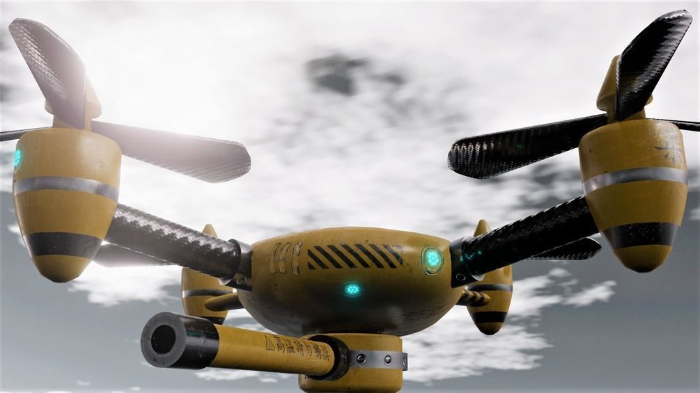 Air Force Combat Drone in 2 colors Low-poly 3D model_2