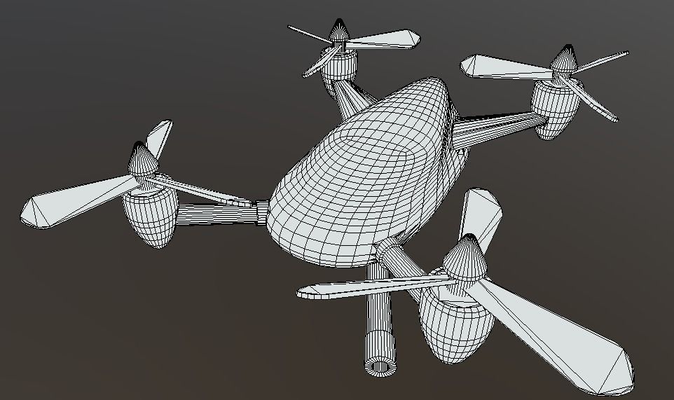 Air Force Combat Drone in 2 colors Low-poly 3D model_3