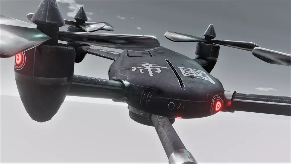 Air Force Combat Drone in 2 colors Low-poly 3D model_0