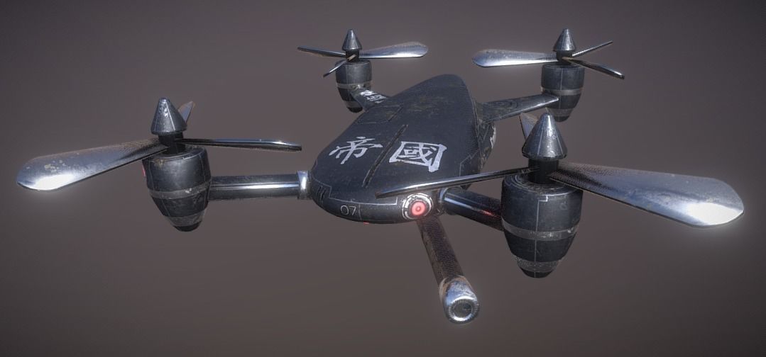Air Force Combat Drone in 2 colors Low-poly 3D model_4