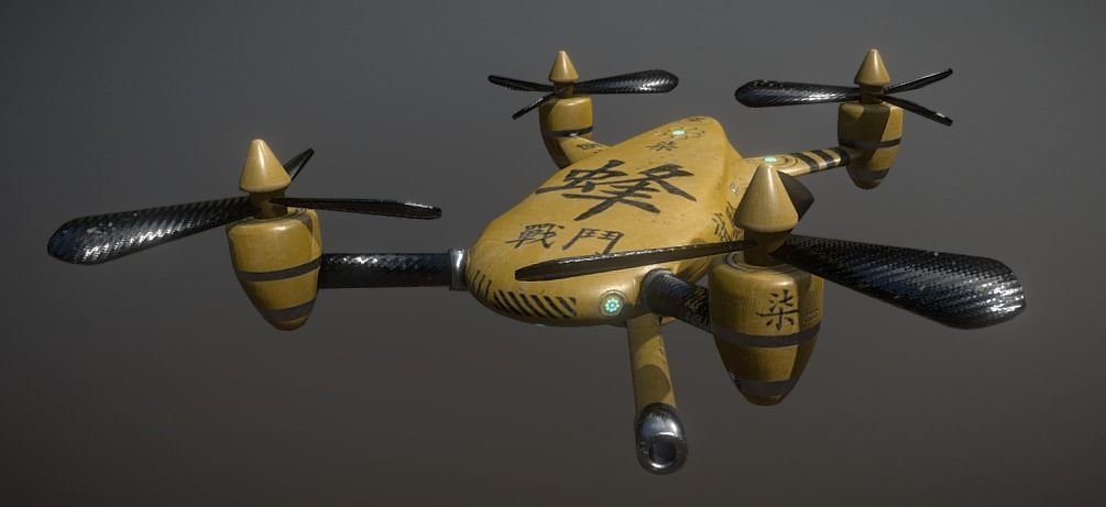Air Force Combat Drone in 2 colors Low-poly 3D model_5