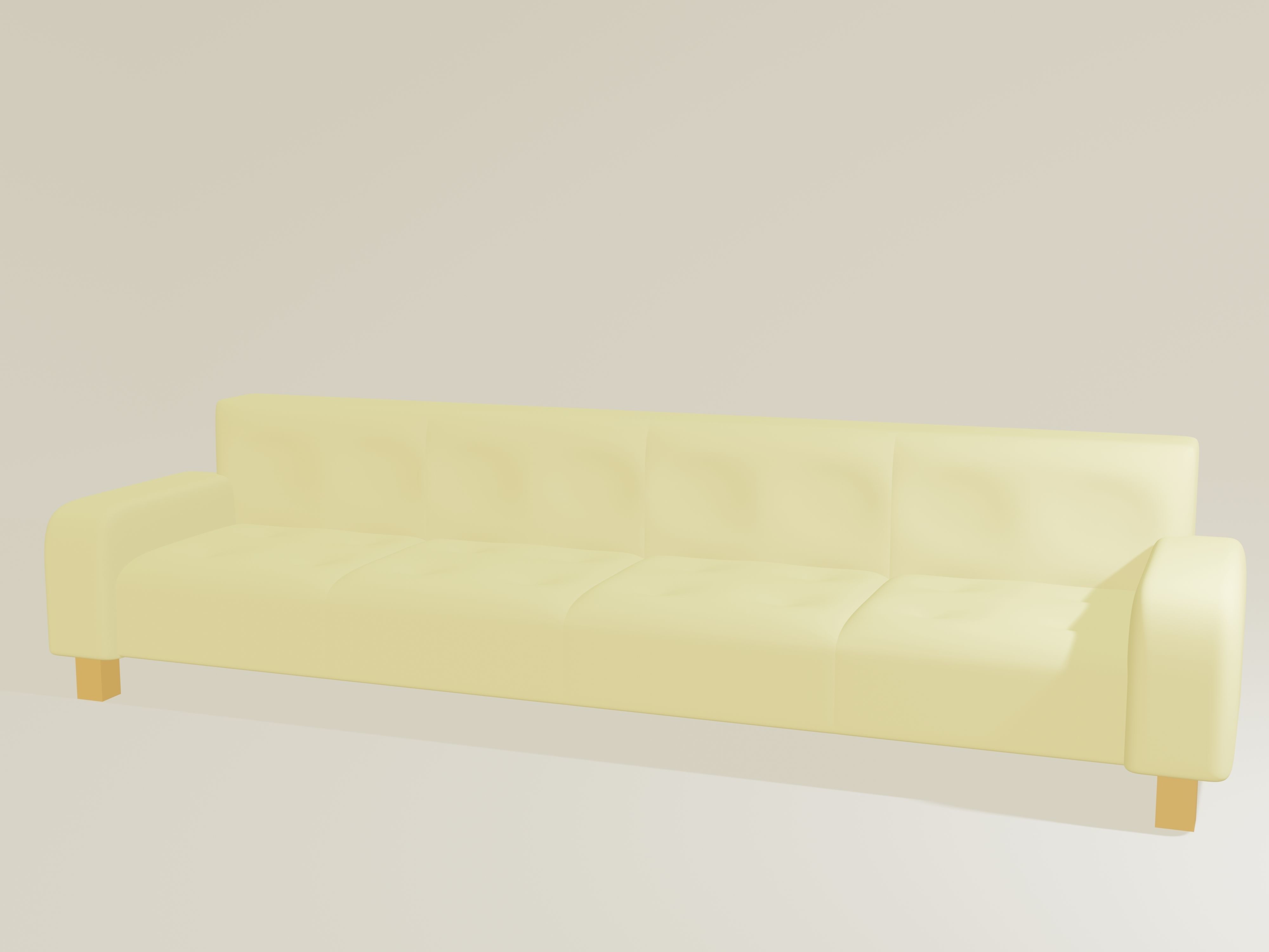 Sofa in cream color Low-poly 3D model_4
