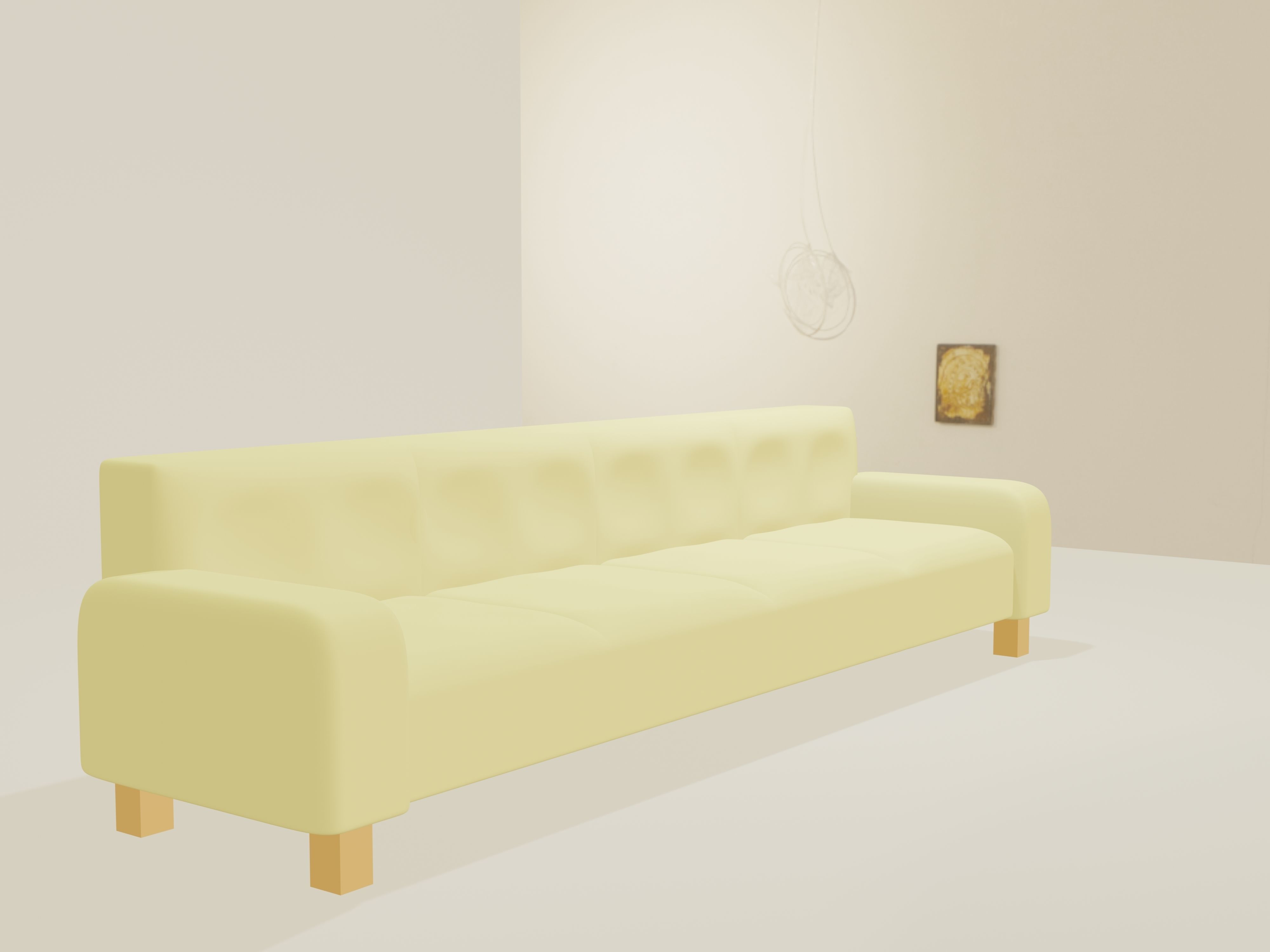 Sofa in cream color Low-poly 3D model_1