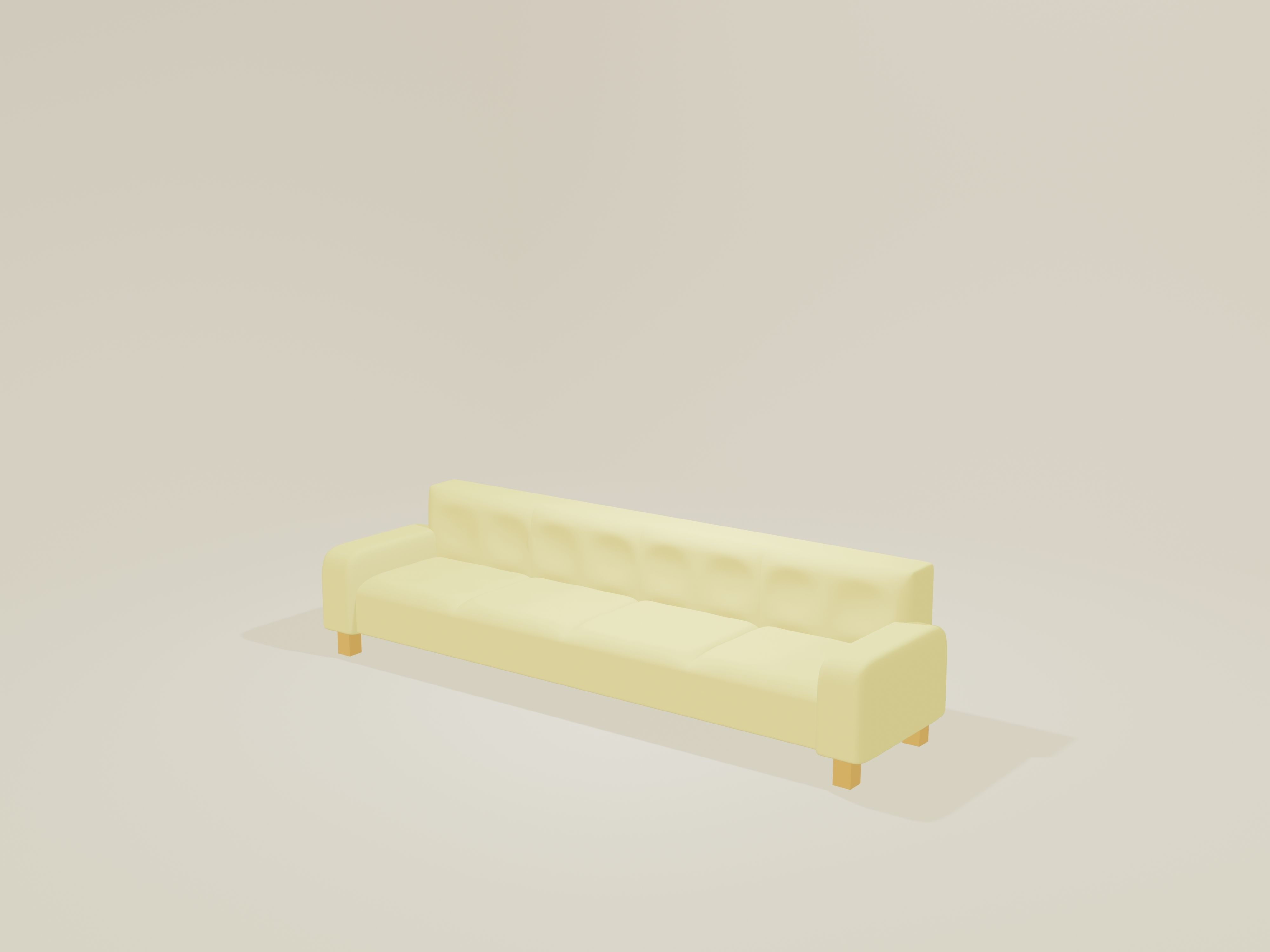 Sofa in cream color Low-poly 3D model_3