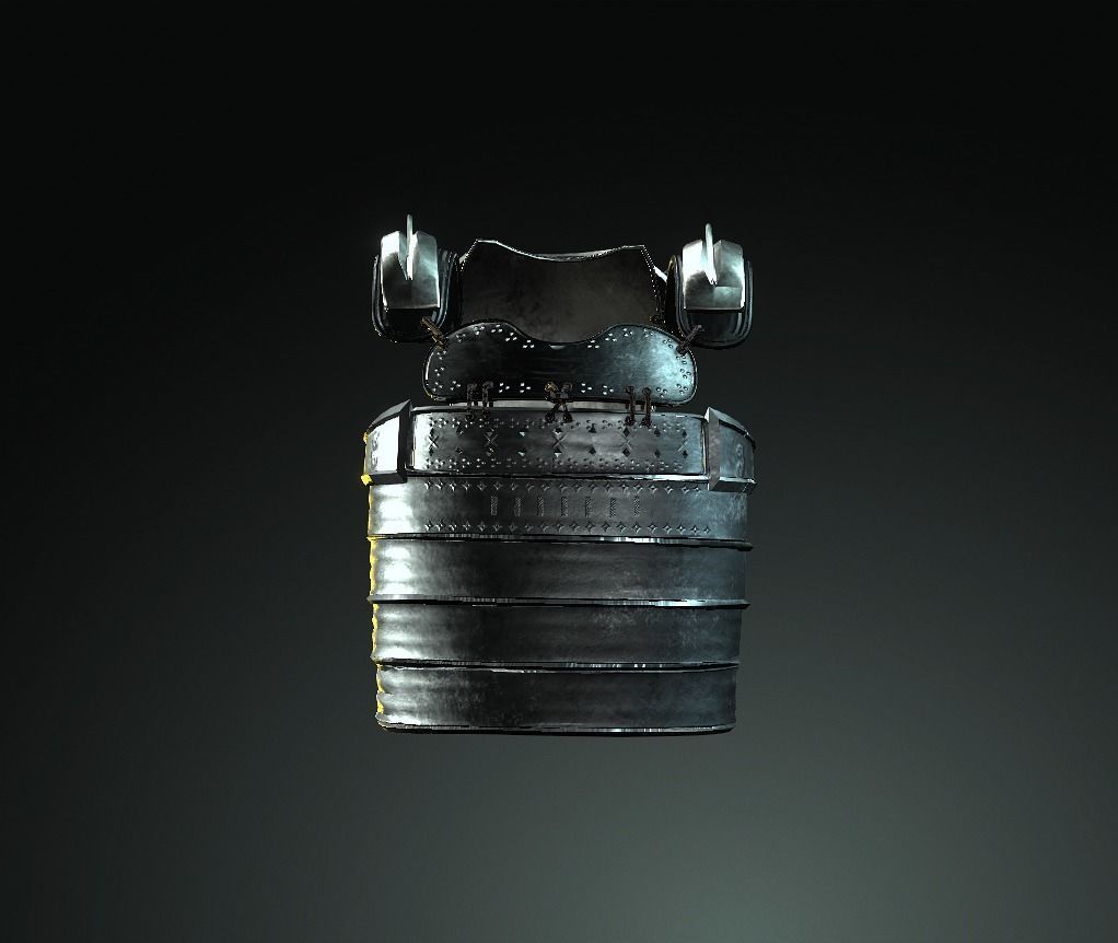 Japan Samurai Karuta Tatami Dou Low-poly 3D model_3