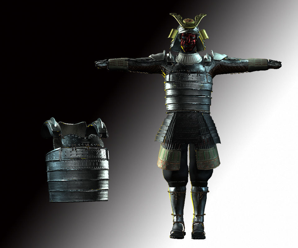 Japan Samurai Karuta Tatami Dou Low-poly 3D model_7