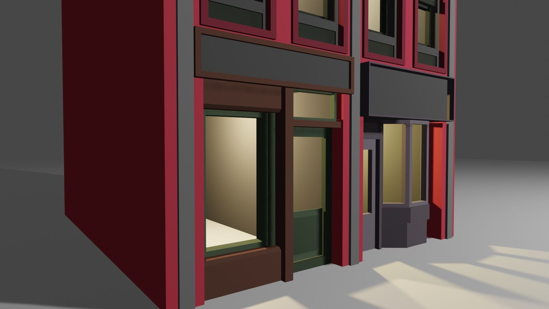 1930s low poly building 01 Low-poly 3D model_4