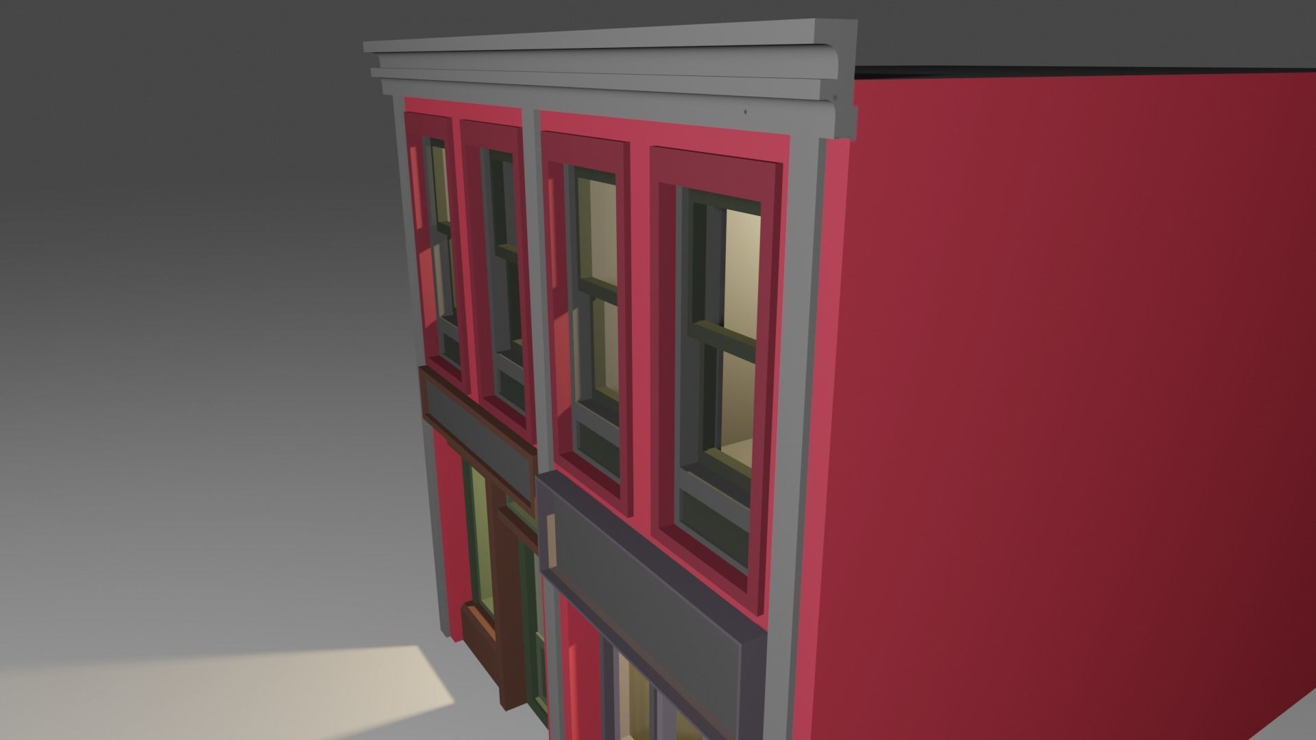 1930s low poly building 01 Low-poly 3D model_3