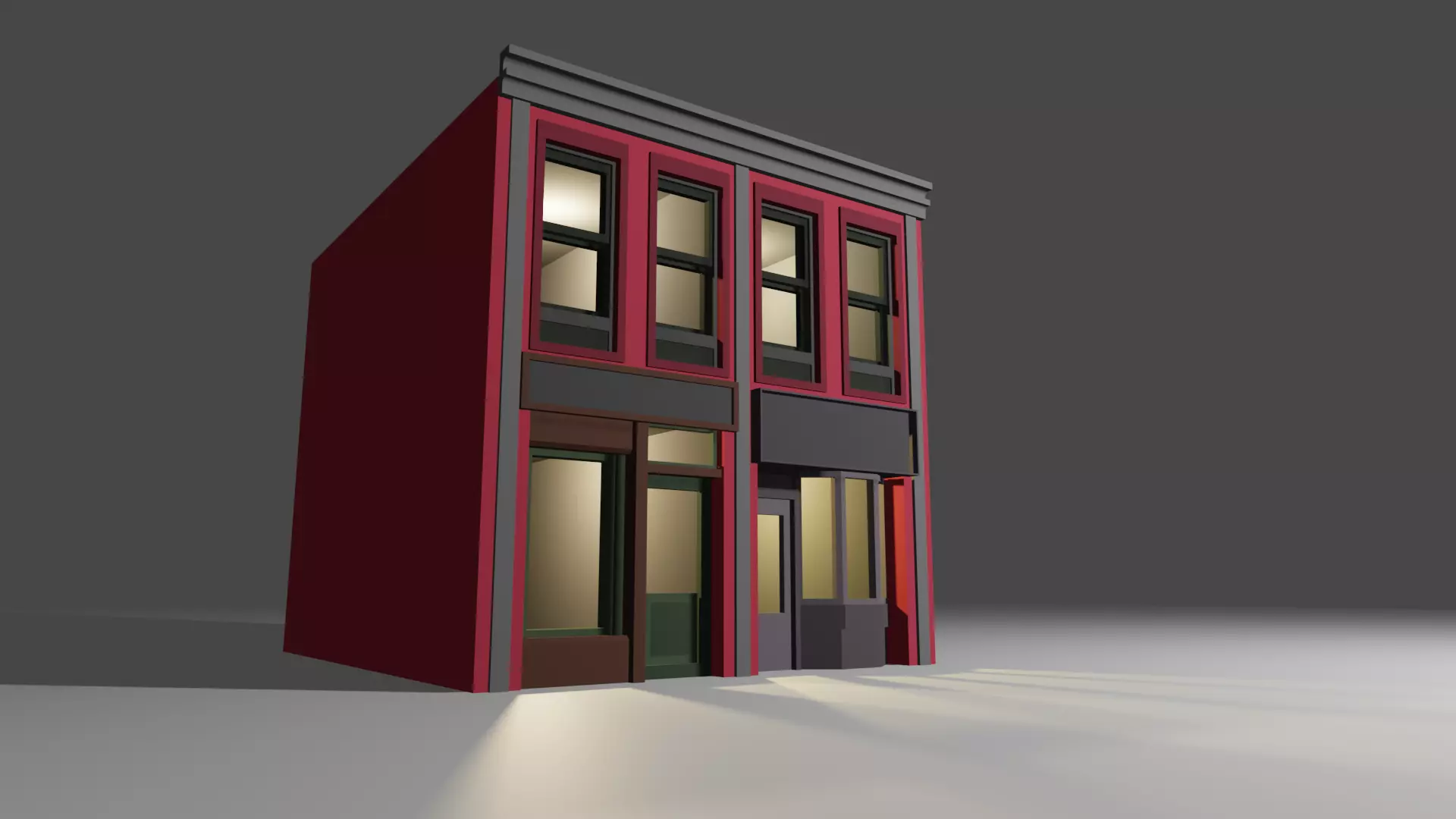 1930s low poly building 01 Low-poly 3D model_0