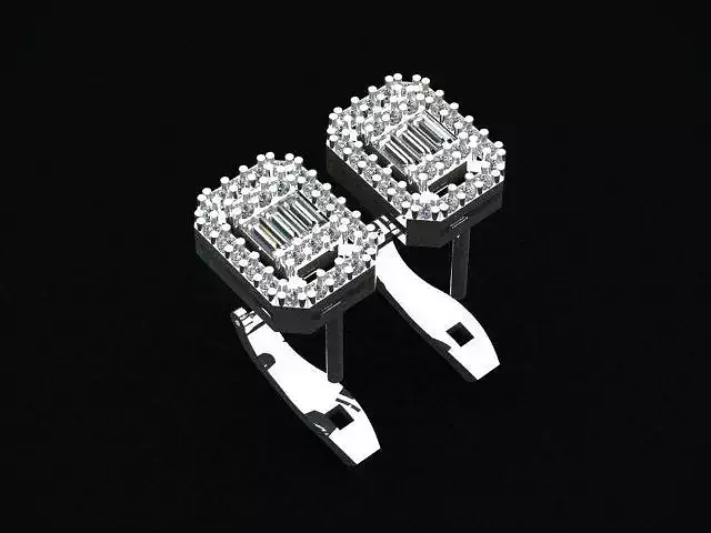 Baguette Diamond Earrings 3D print model