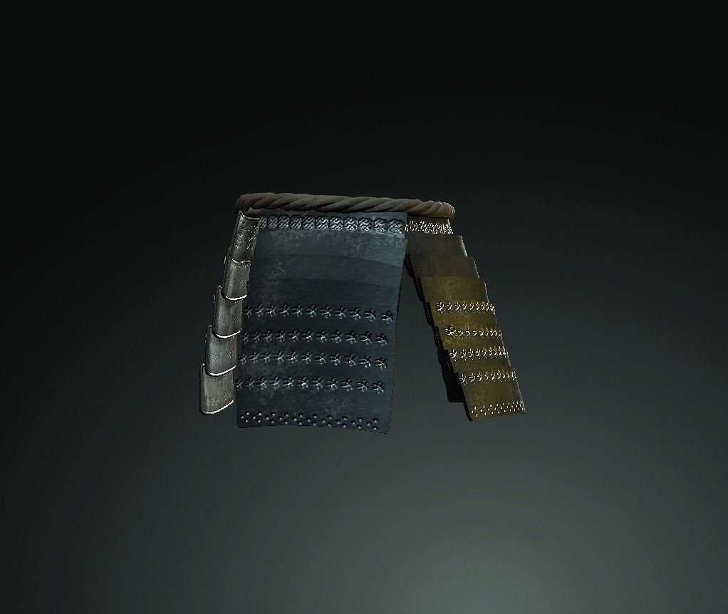 Japan Samurai kusazuri Low-poly 3D model_5