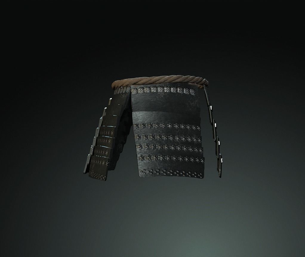 Japan Samurai kusazuri Low-poly 3D model_4