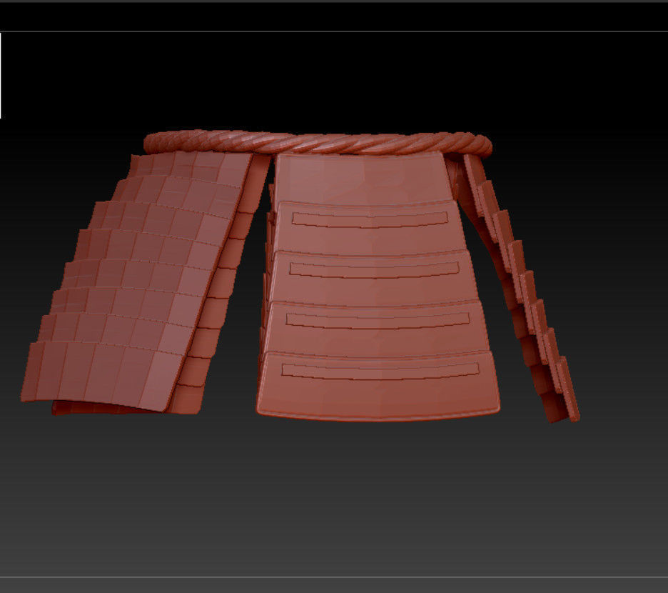 Japan Samurai kusazuri Low-poly 3D model_1