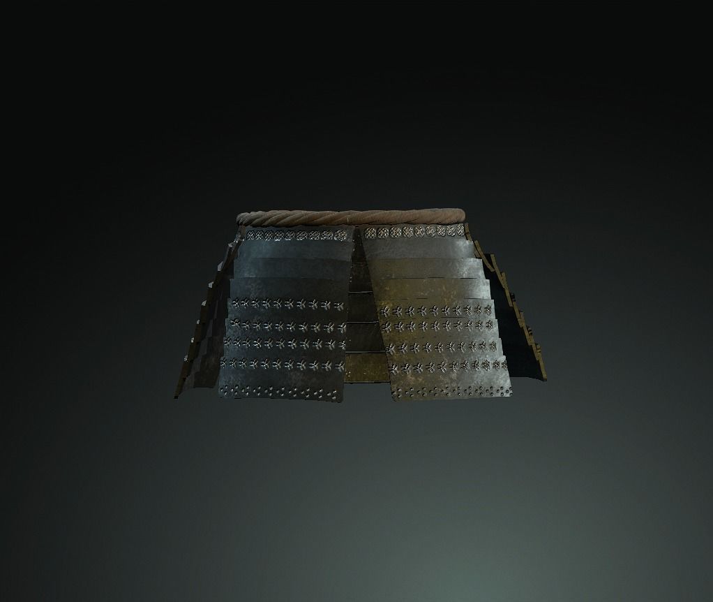 Japan Samurai kusazuri Low-poly 3D model_2