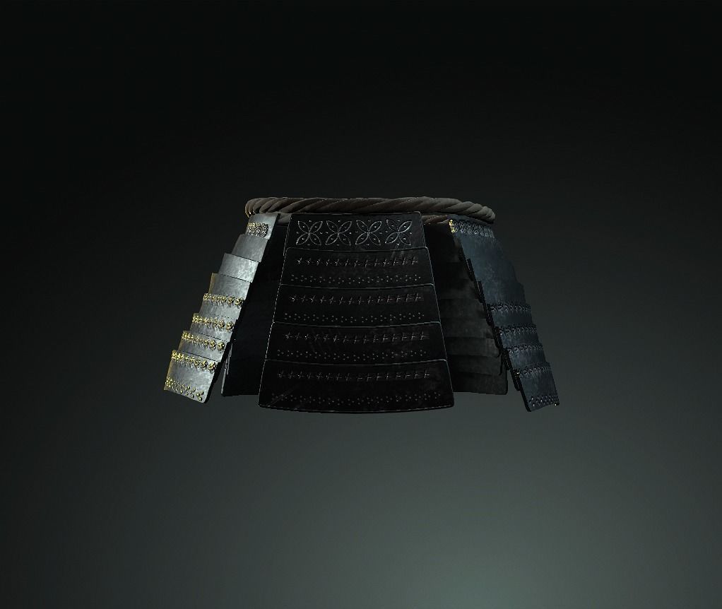 Japan Samurai kusazuri Low-poly 3D model_3