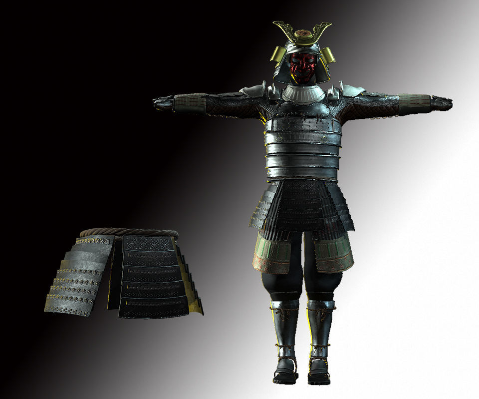 Japan Samurai kusazuri Low-poly 3D model_7