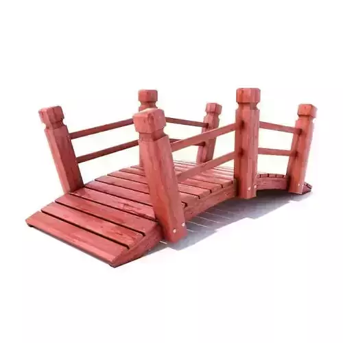 Brown Wooden Footbridge For Garden 3D model