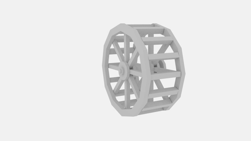 Wheel Water Low-poly 3D model_4