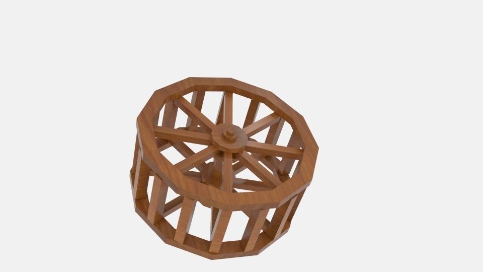 Wheel Water Low-poly 3D model_3
