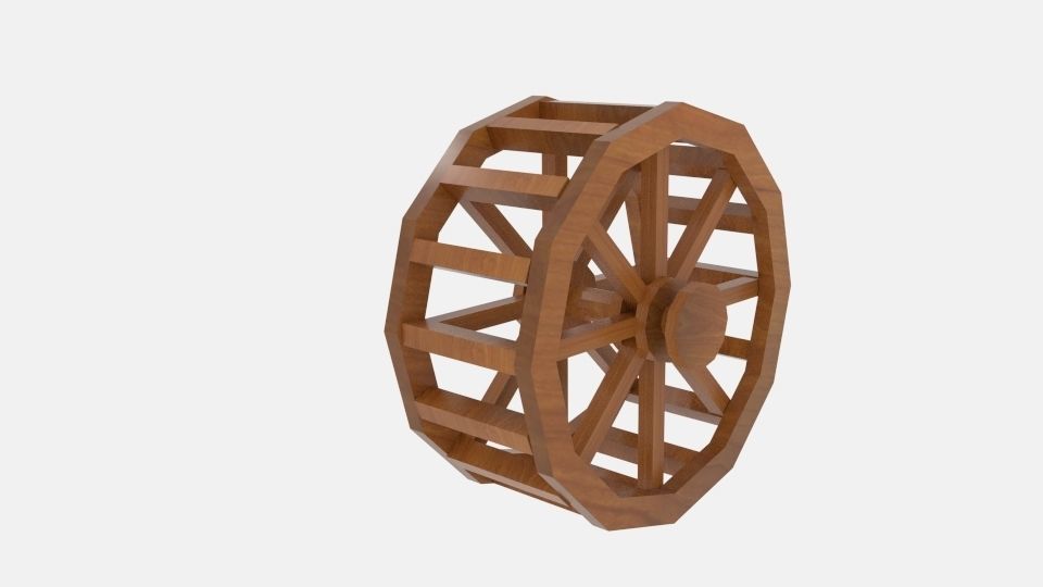 Wheel Water Low-poly 3D model_1