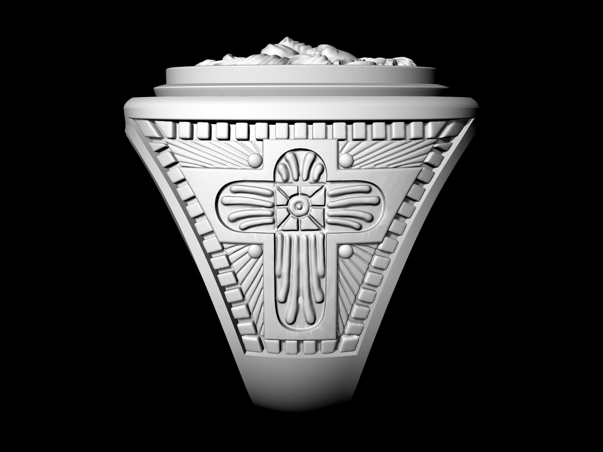 Lion Ring with diamond 3D print model_10