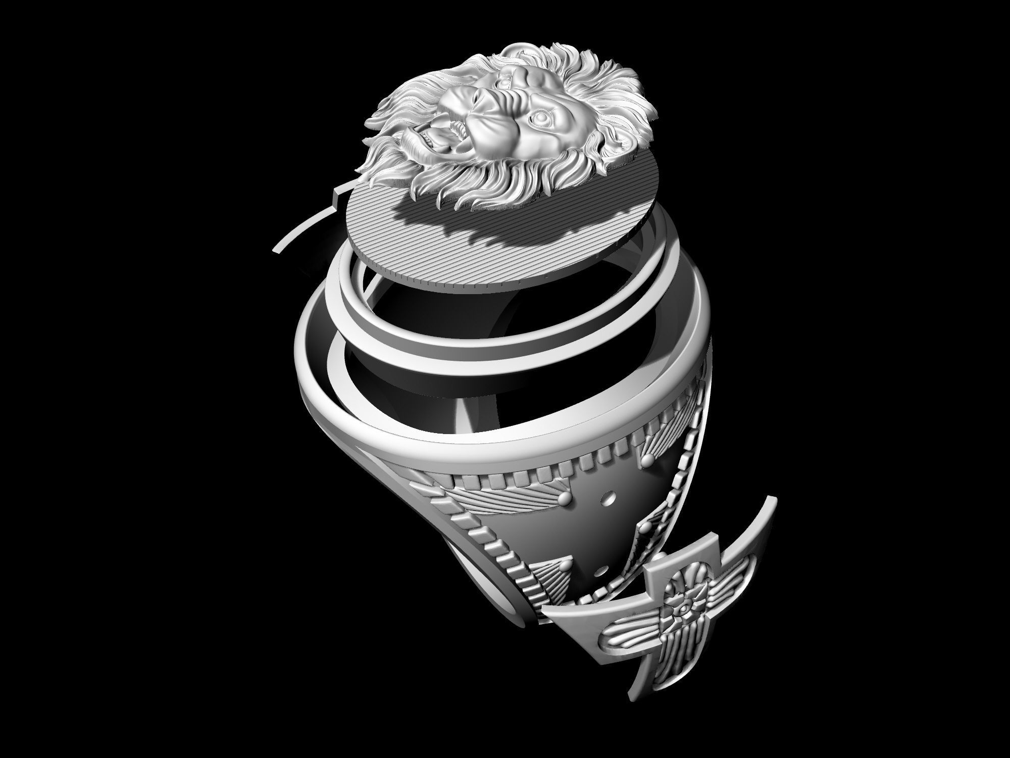 Lion Ring with diamond 3D print model_11