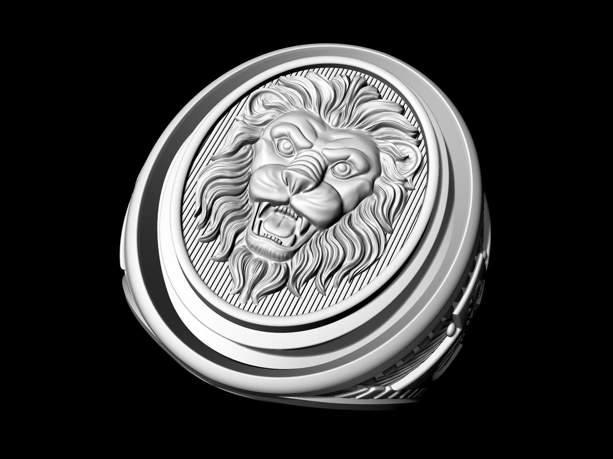 Lion Ring with diamond 3D print model_8