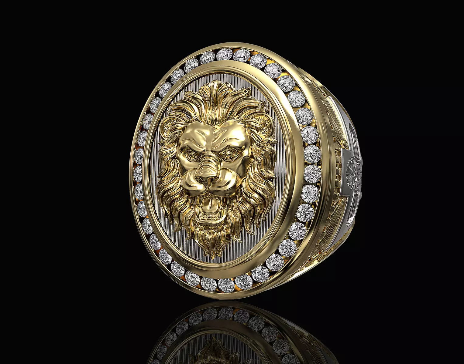 Lion Ring with diamond 3D print model_0