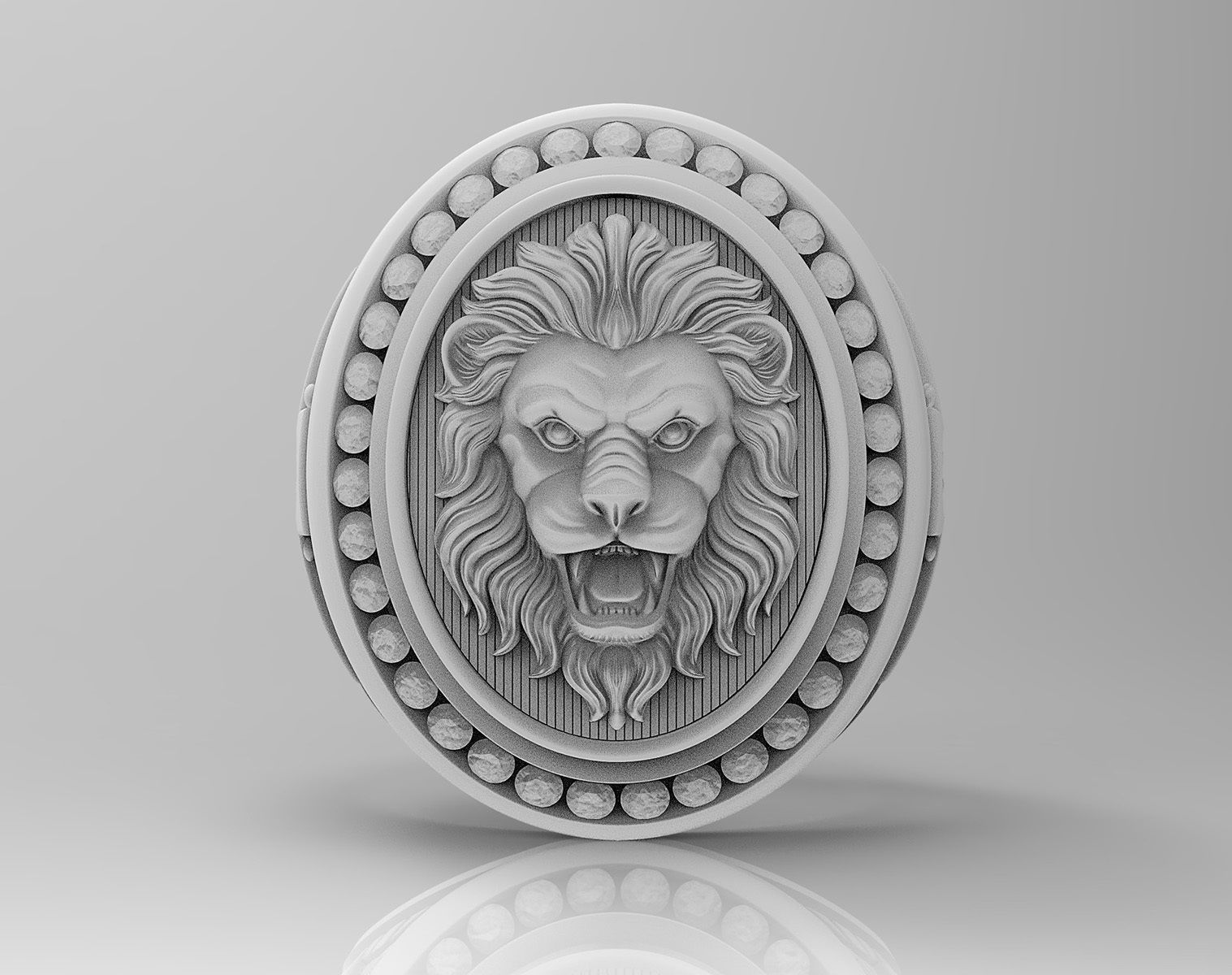 Lion Ring with diamond 3D print model_1