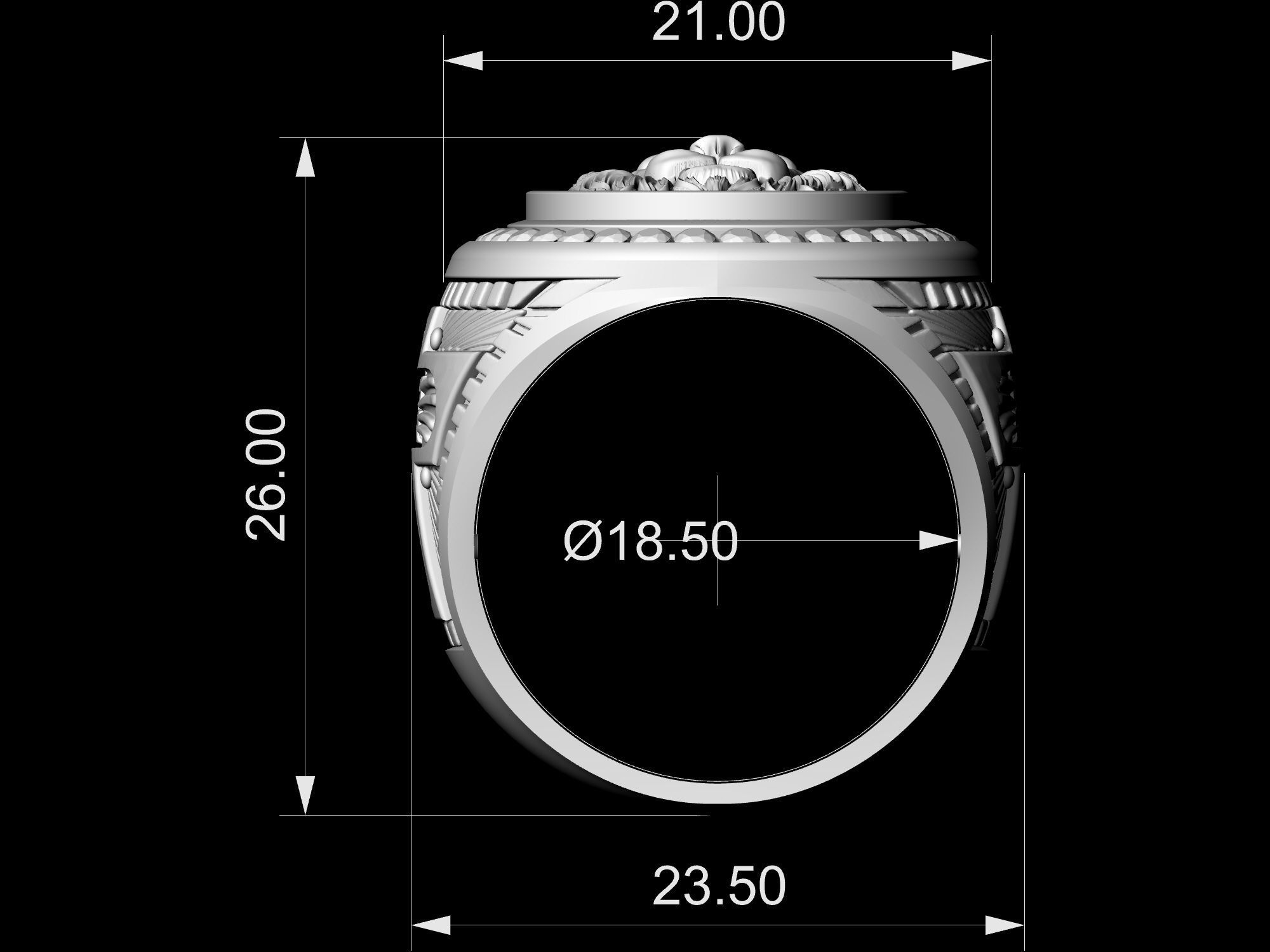 Lion Ring with diamond 3D print model_14