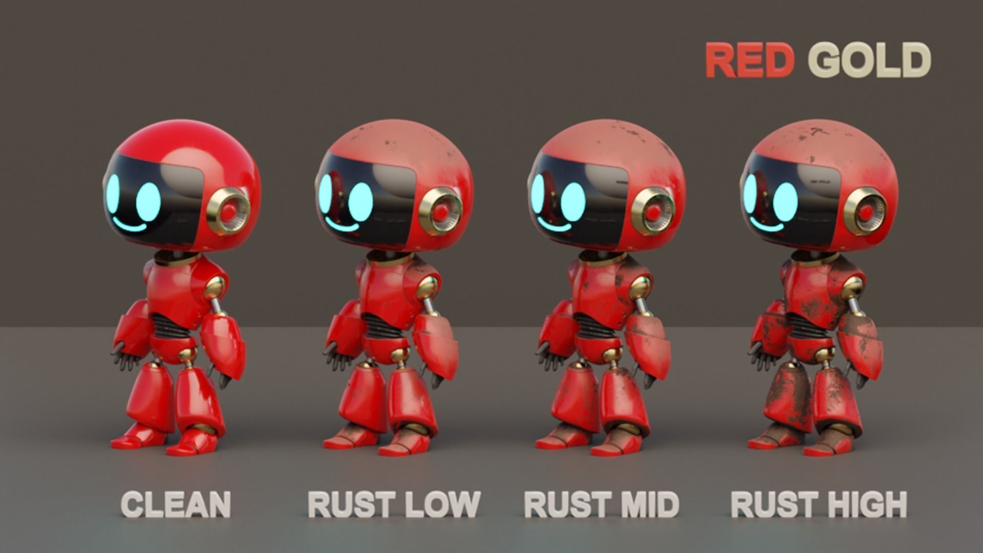 Rigged Cute Robot Character Low-poly 3D model_2