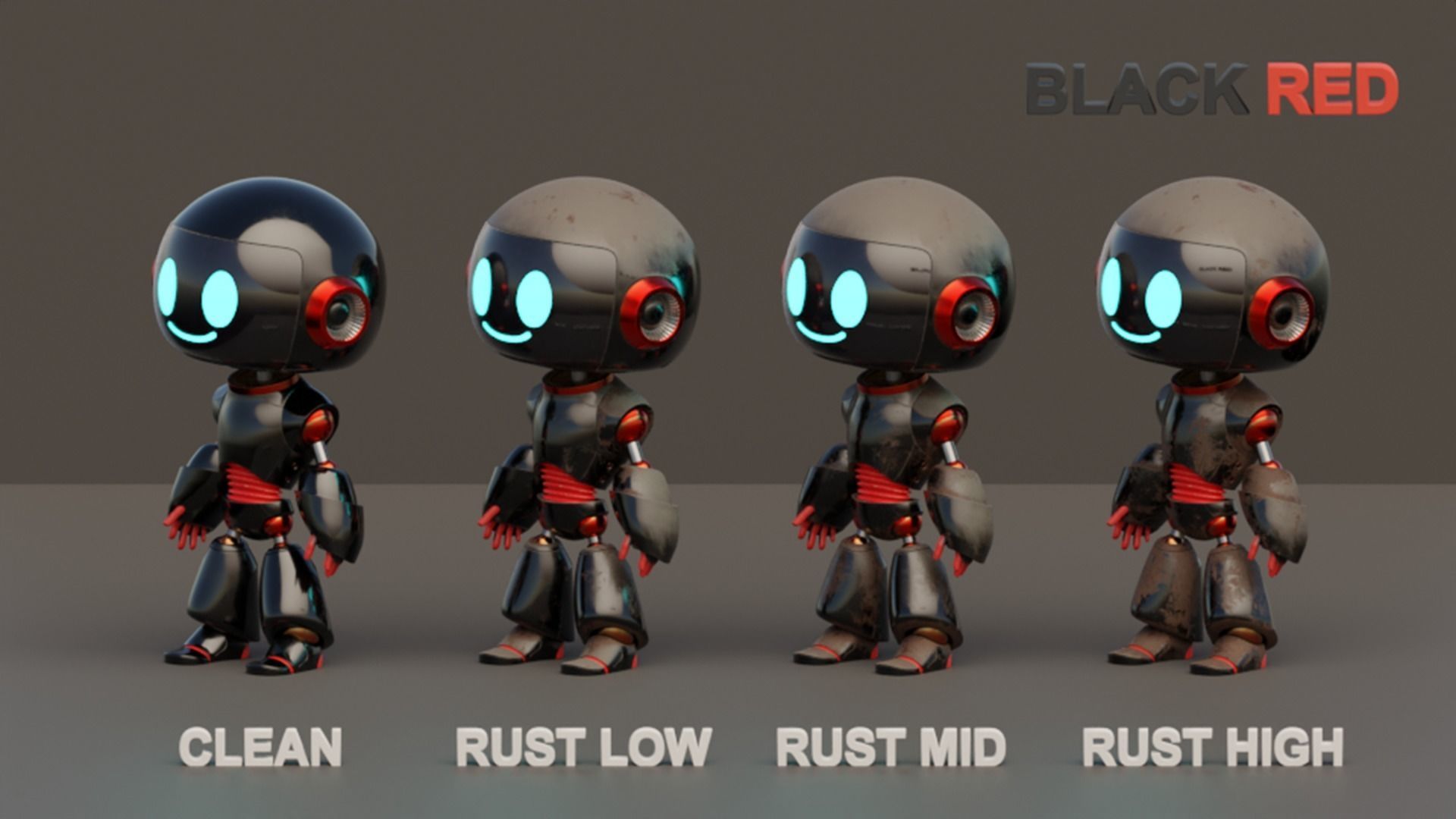 Rigged Cute Robot Character Low-poly 3D model_4