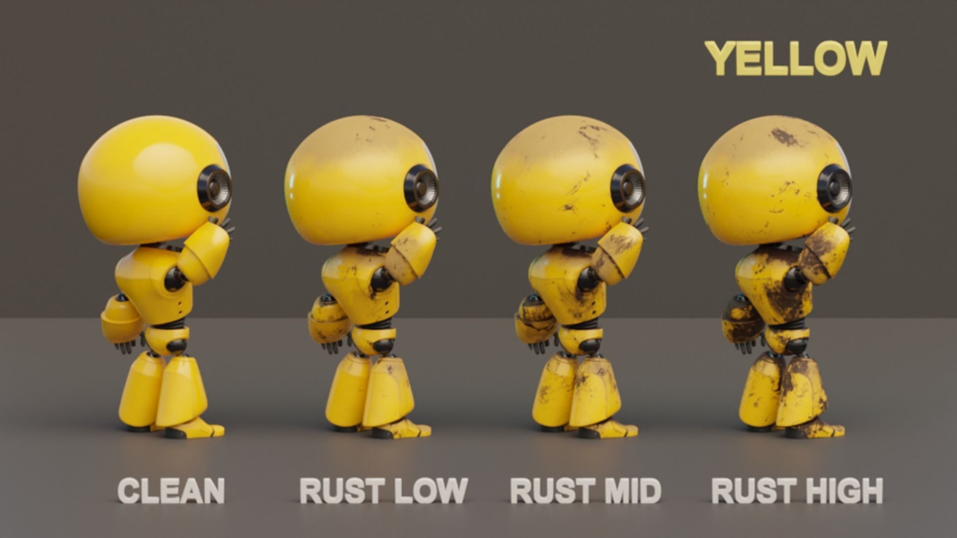 Rigged Cute Robot Character Low-poly 3D model_1