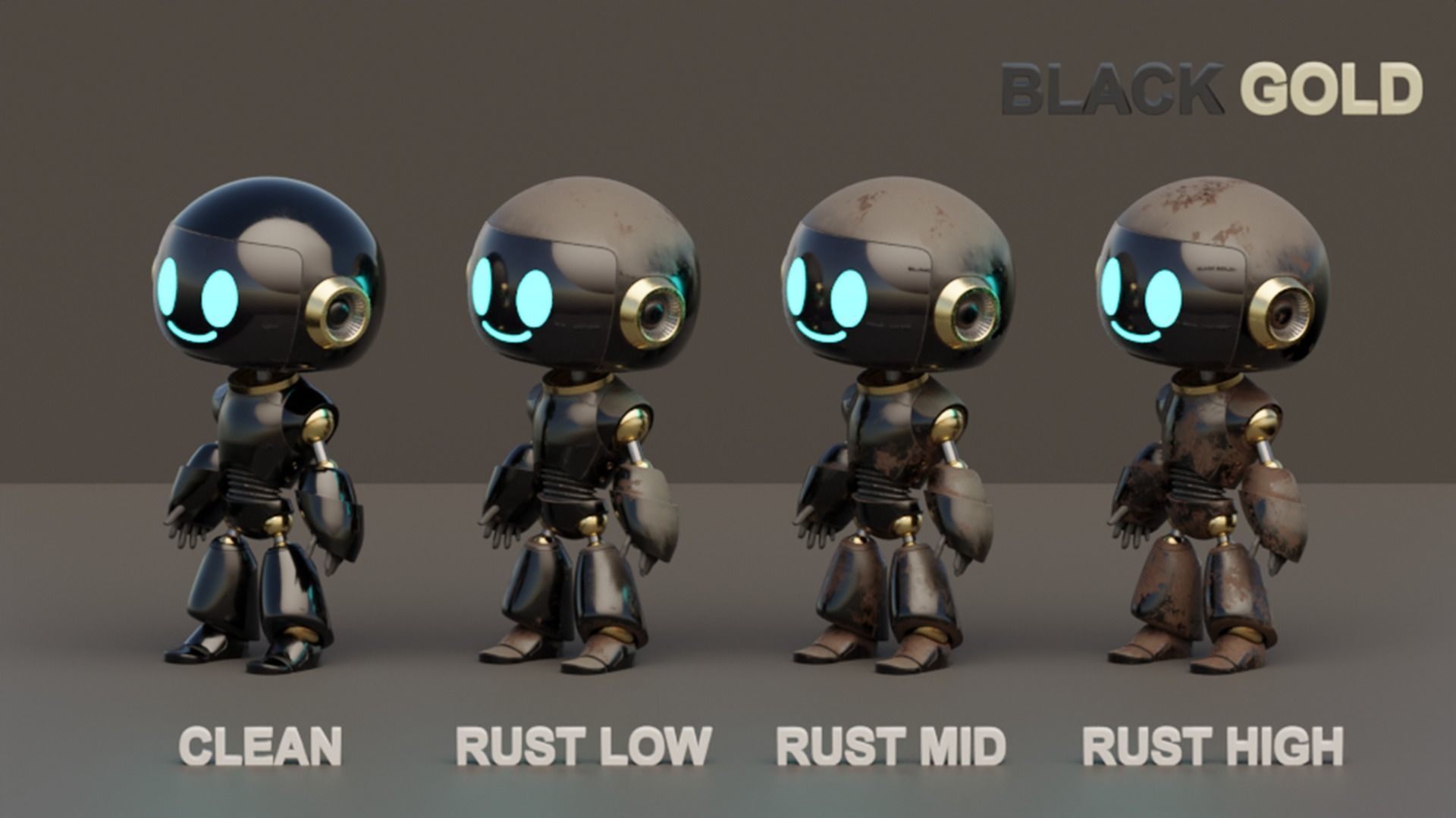 Rigged Cute Robot Character Low-poly 3D model_6