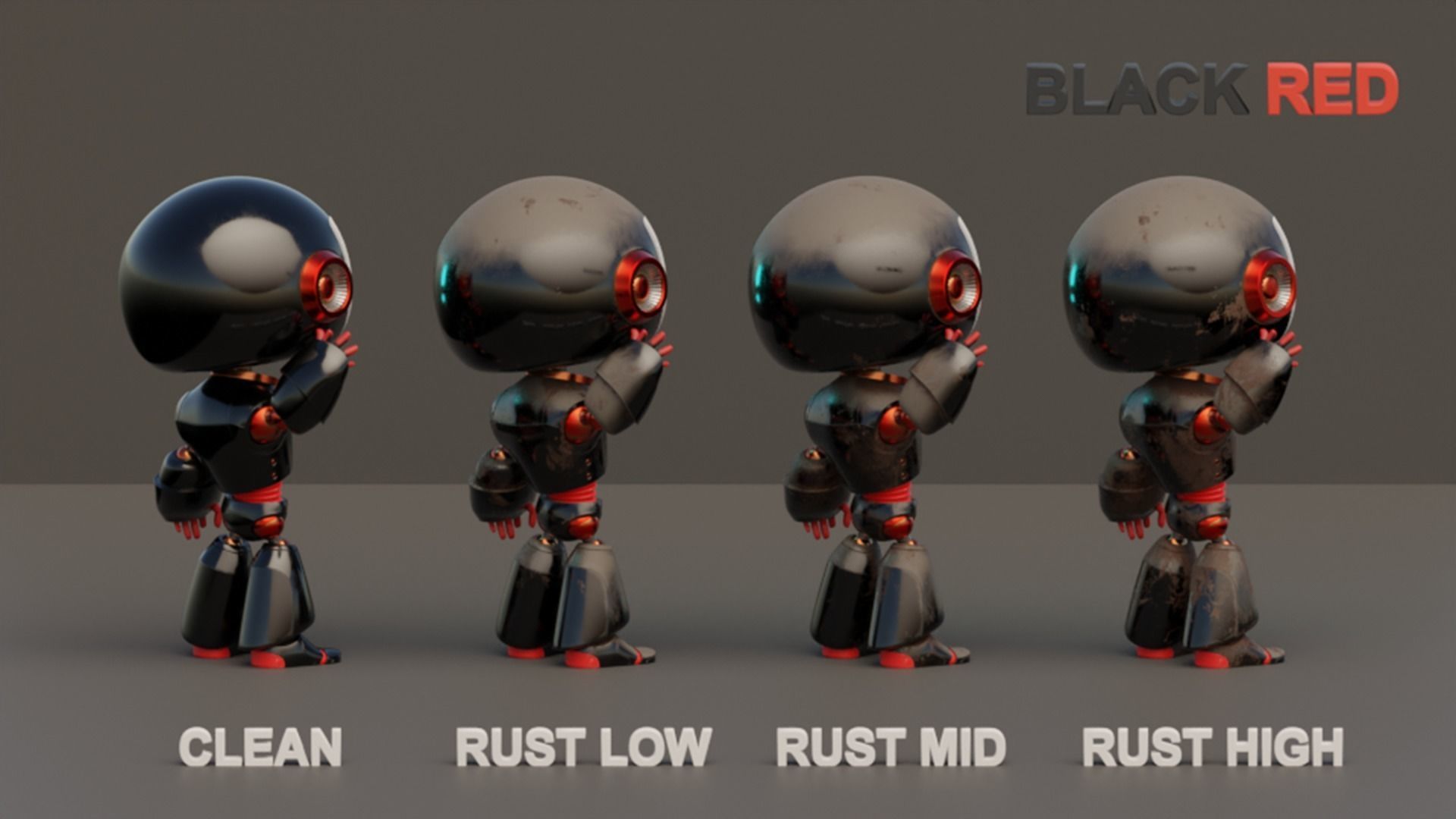 Rigged Cute Robot Character Low-poly 3D model_5