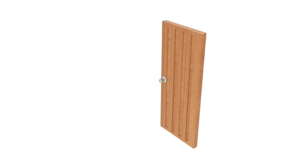  Wood Strip Door Low-poly 3D model_1